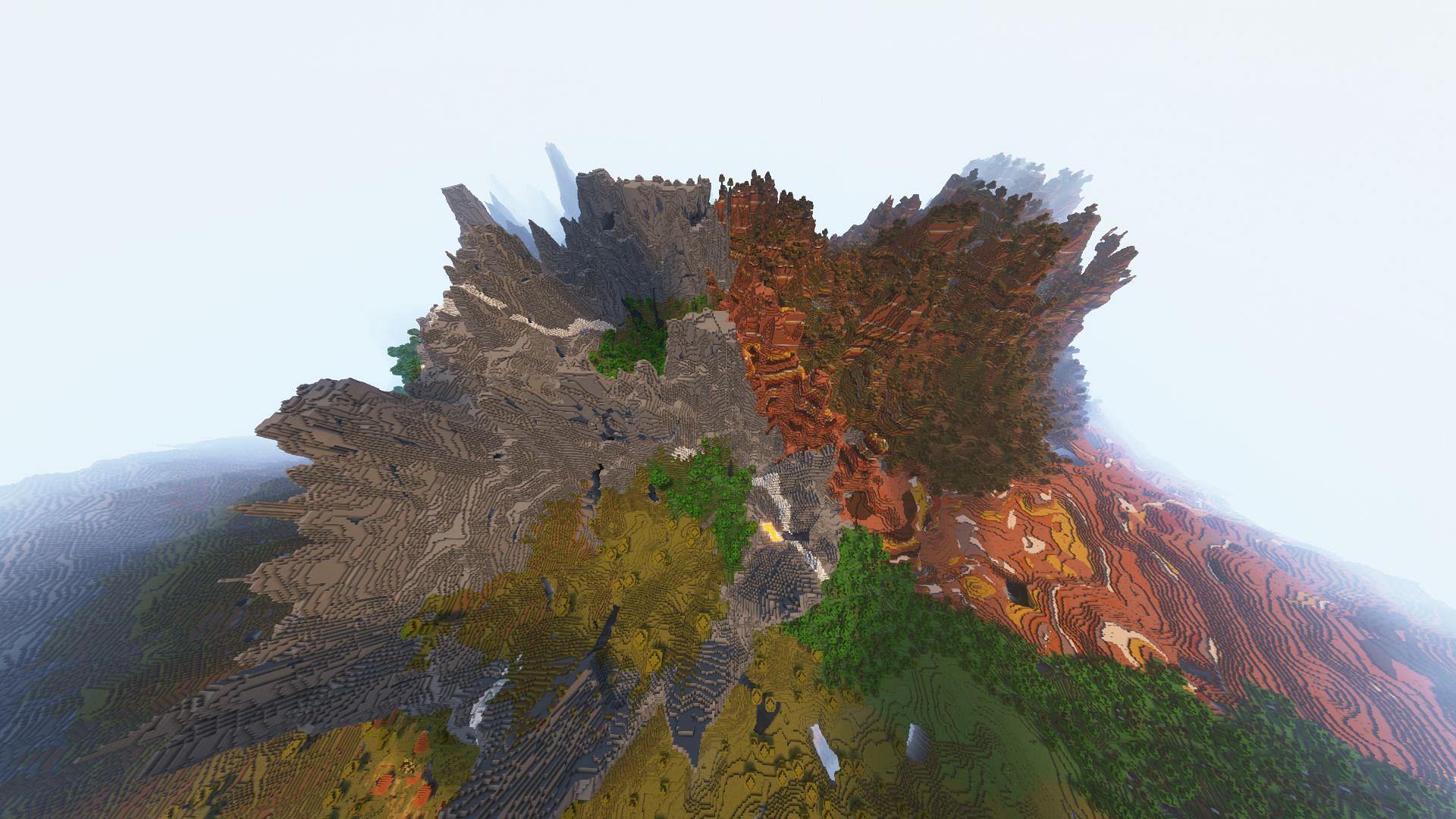 This seed's multi-biome mountain is a sight to behold (Image via Weetablx-/Reddit)